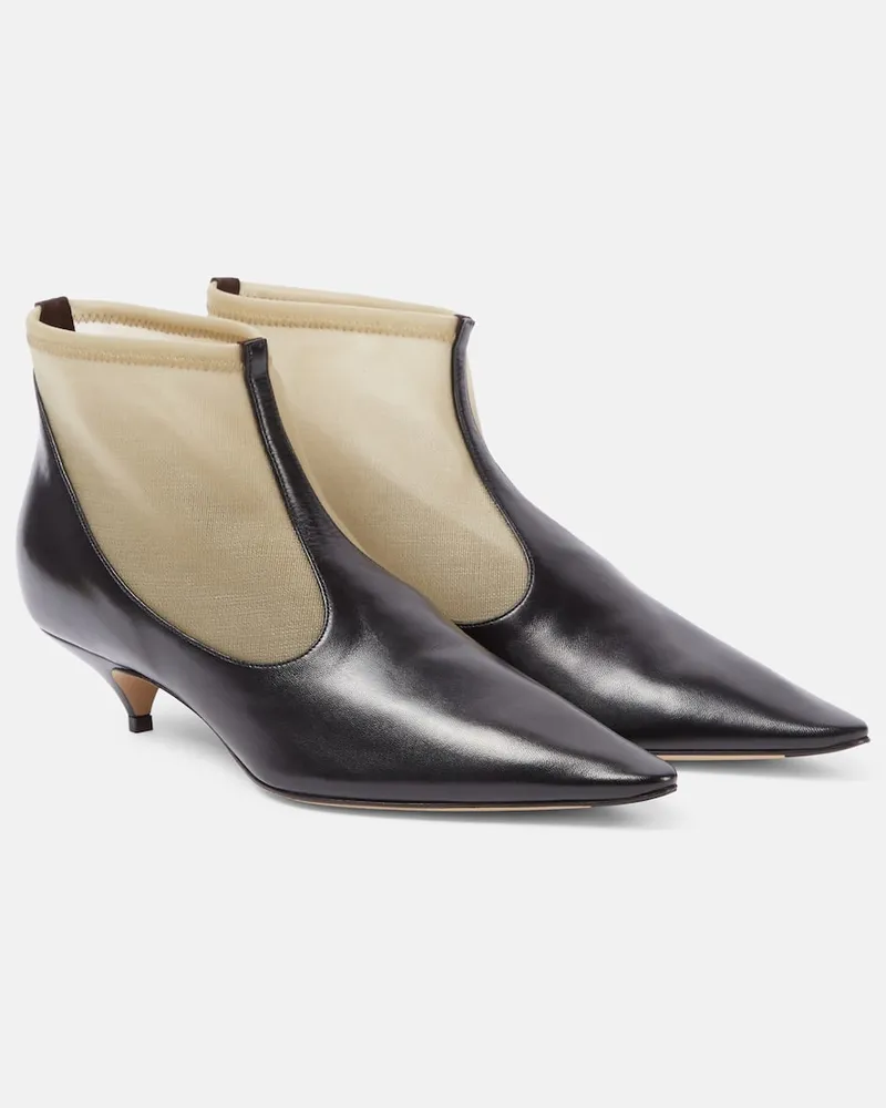 The Row Ankle Boots aus Mesh und Leder Schwarz