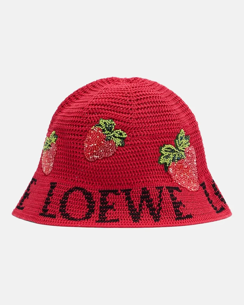 Loewe Paula's Ibiza Verzierter Hut aus Häkelstrick Rot