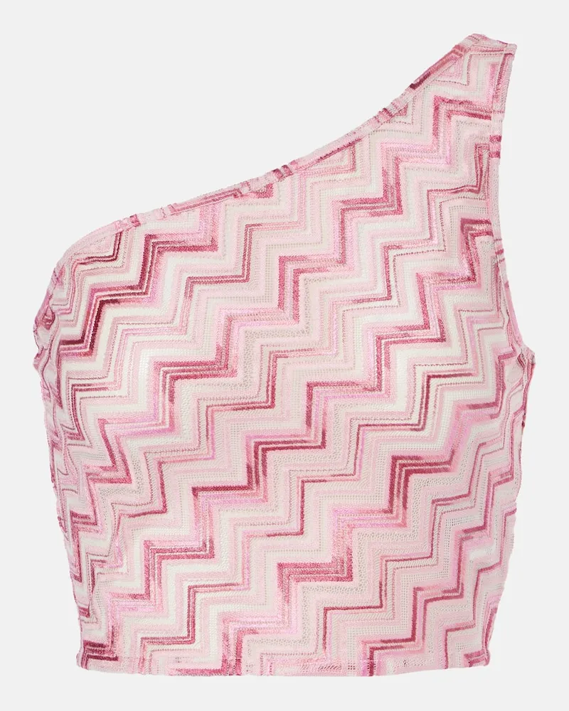 Missoni One-Shoulder-Top aus Häkelstrick Rosa