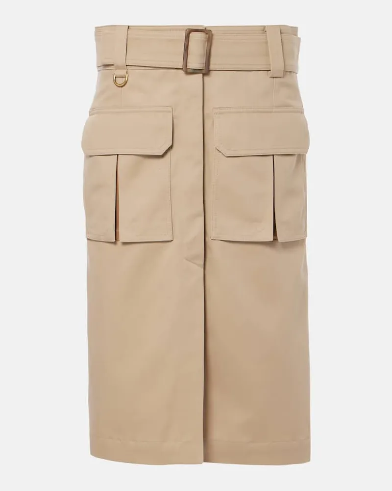 Chloé Chloe Midirock Saharienne aus Baumwoll-Gabardine Beige