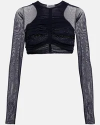 Jean Paul Gaultier Cropped-Top aus Mesh Blau