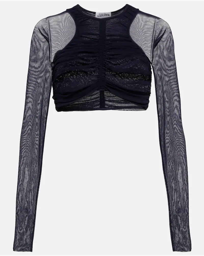 Jean Paul Gaultier Cropped-Top aus Mesh Blau