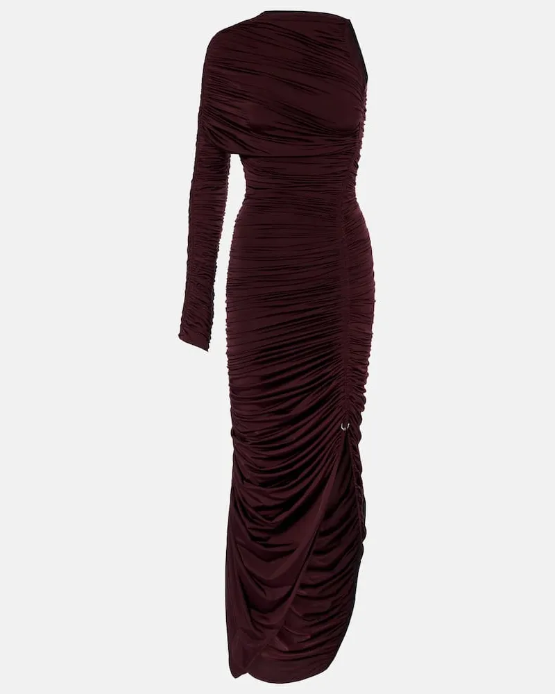 Thierry Mugler One-Shoulder-Midikleid Burgunderrot