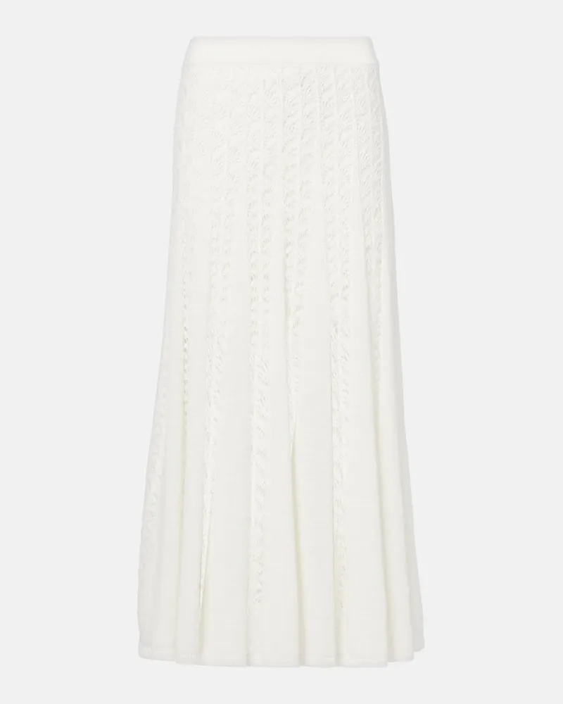 Zimmermann Midirock Wylie Flared Knit aus Häkelstrick Weiß