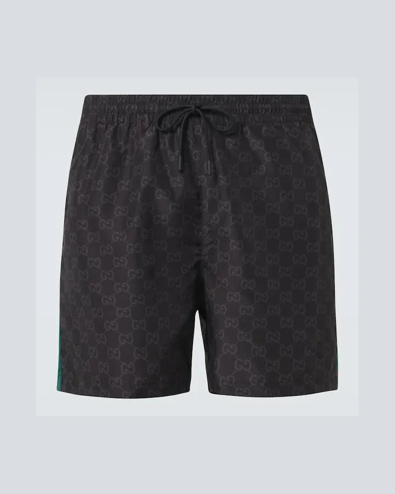 Gucci Badeshorts Web Stripe GG Schwarz