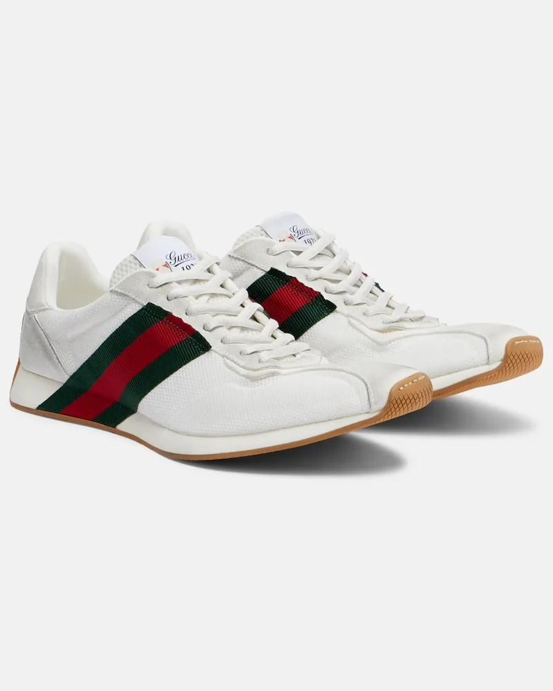 Gucci Sneakers Gucci Tempo aus Mesh mit Veloursleder Weiß