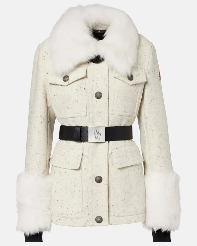 Moncler Skijacke Devez aus Schurwolle mit Shearling Weiß