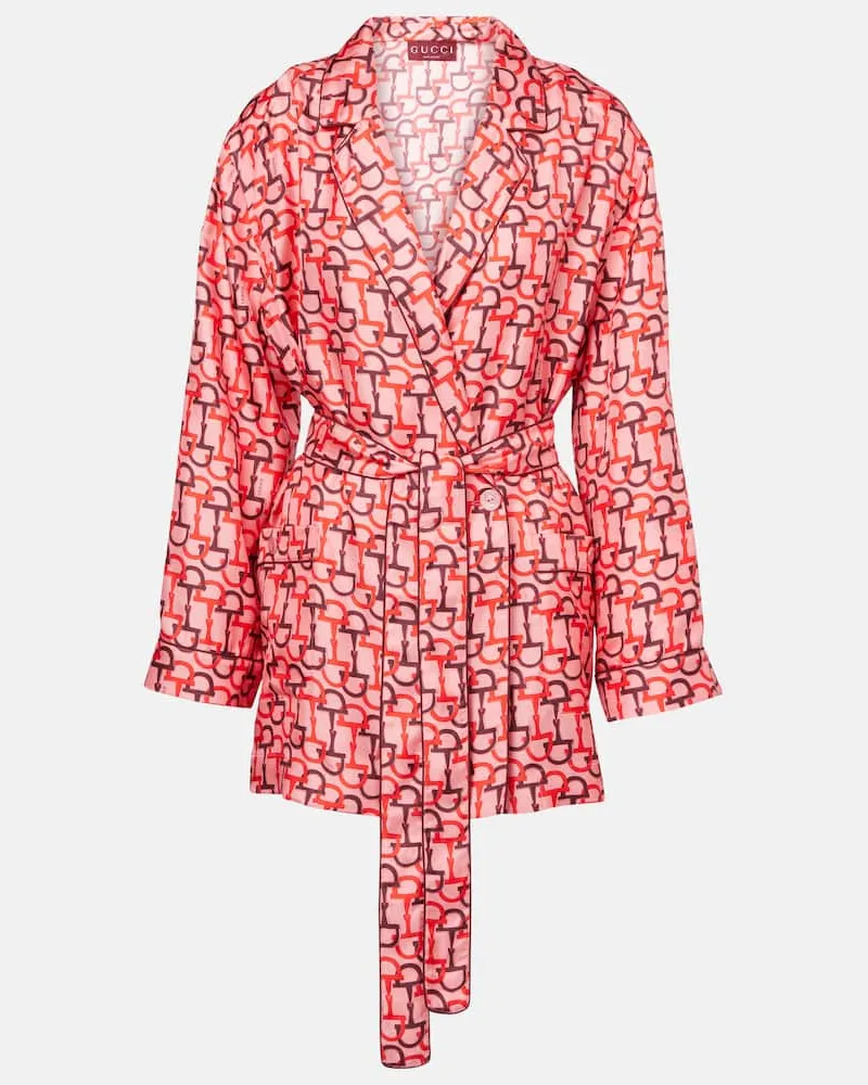 Gucci Bedrucktes Hemd aus Seide Pink