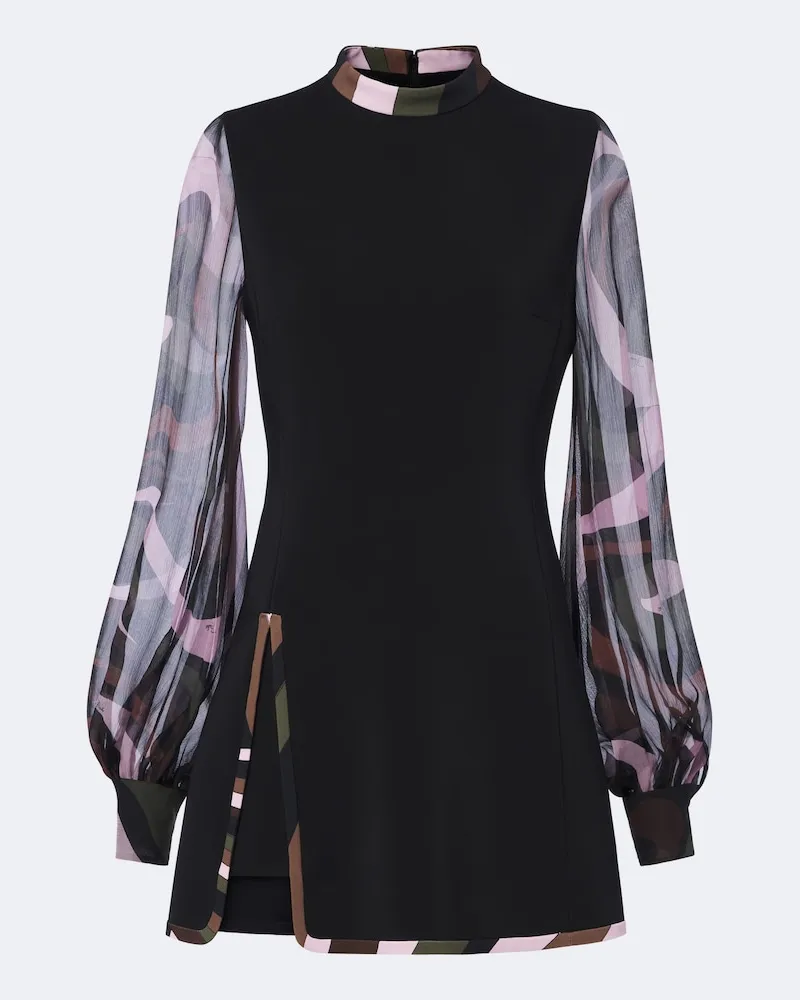 Emilio Pucci Minikleid Iride aus Cady und Creponne Schwarz