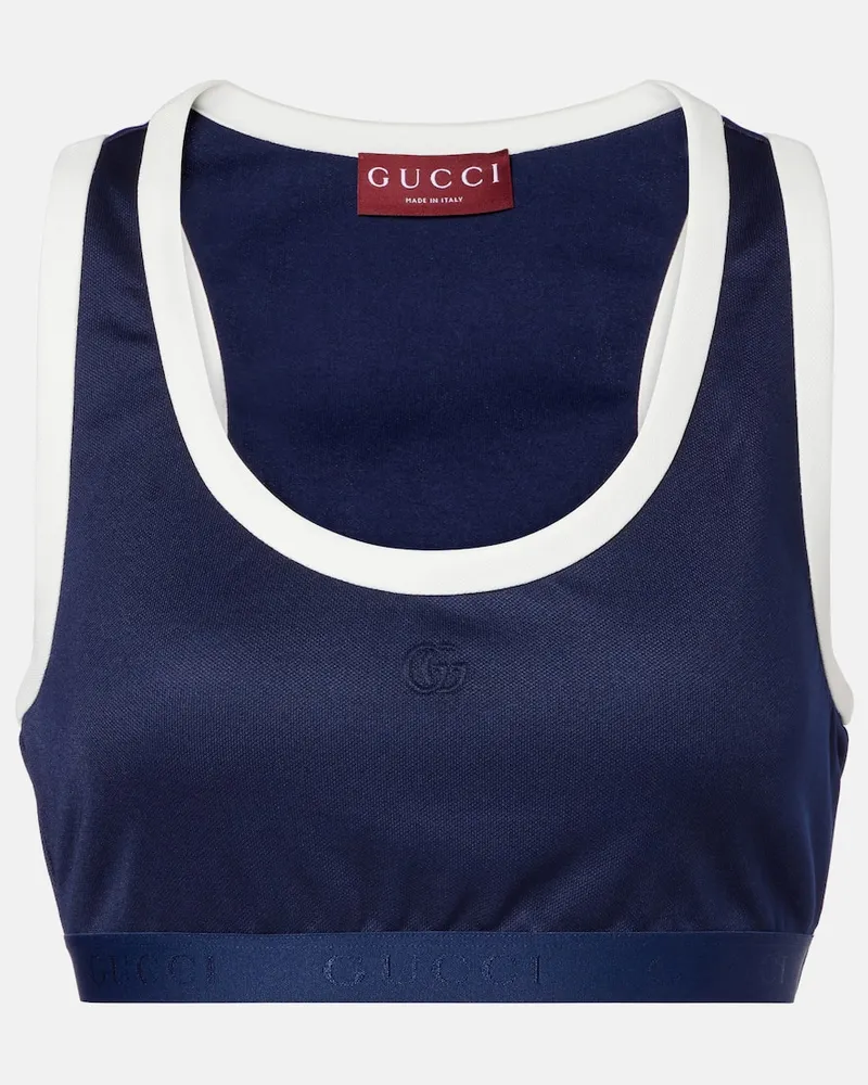 Gucci Top Double G aus Jersey Blau