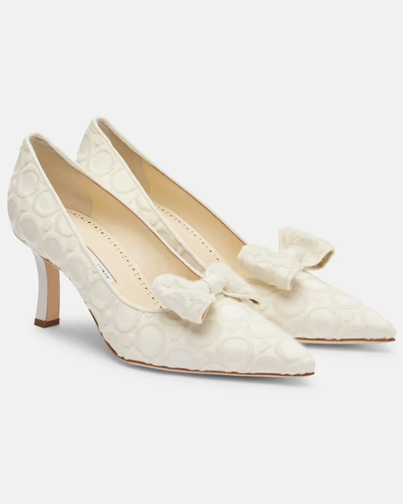Manolo Blahnik Bestickte Pumps Epirotes 70 aus Satin Weiã