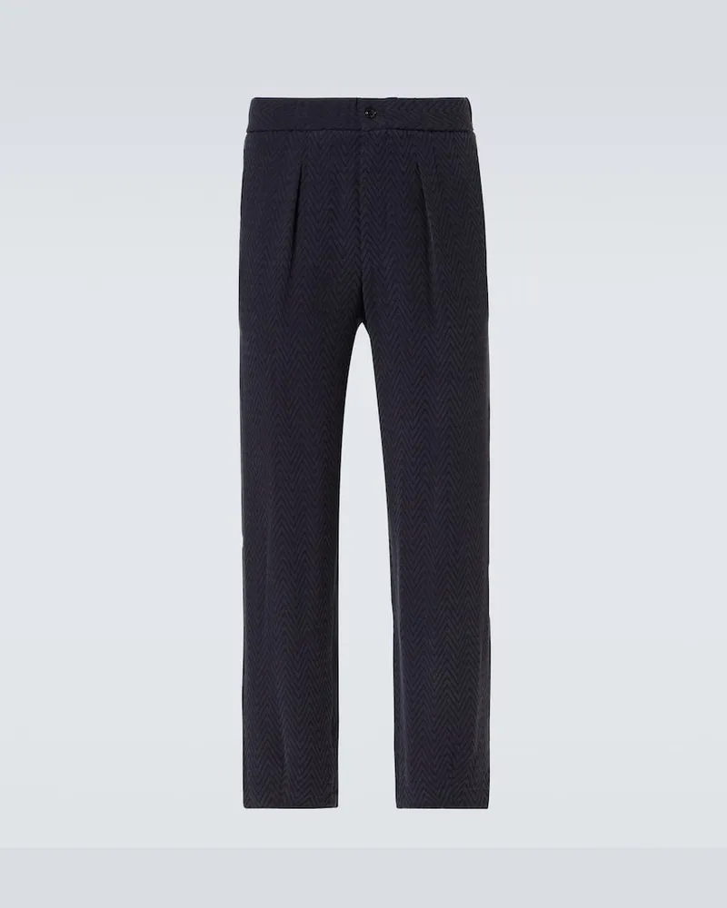 Giorgio Armani Gerade Hose aus Jacquard Blau