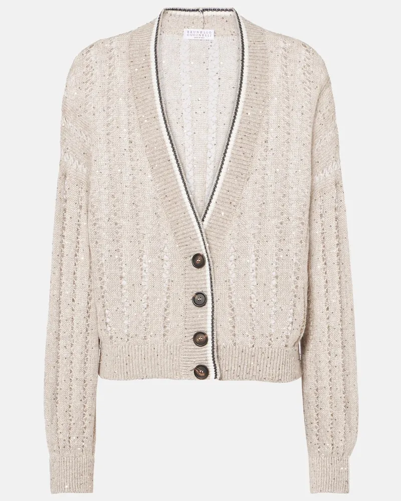 Brunello Cucinelli Cardigan aus einem Leinengemisch Beige