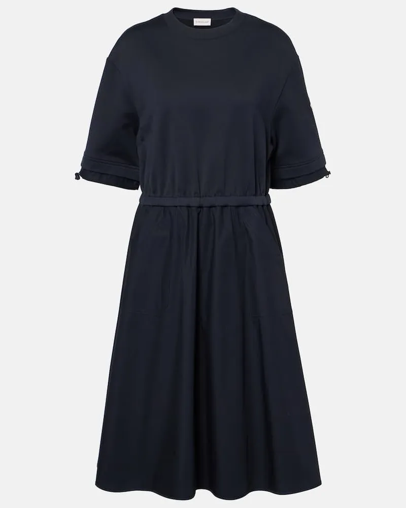 Moncler Midikleid aus Baumwolle Schwarz