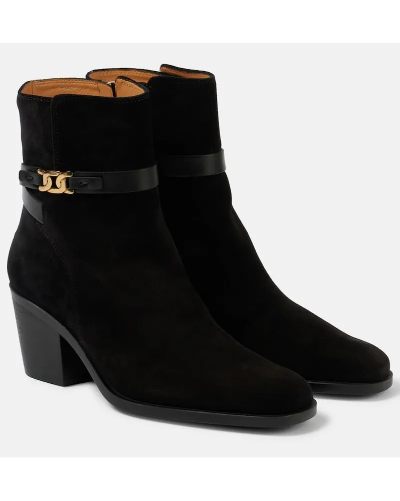 TOD'S Ankle Boots aus Veloursleder Schwarz