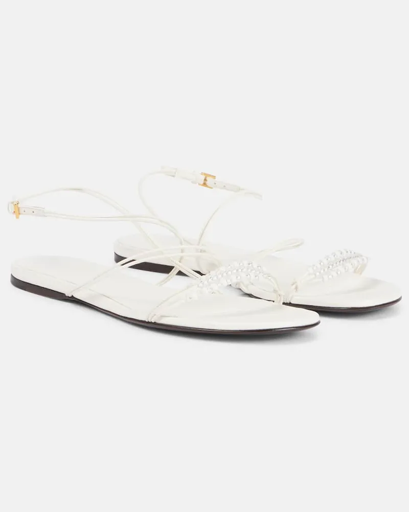 KHAITE Verzierte Sandalen Loop aus Leder Weiß