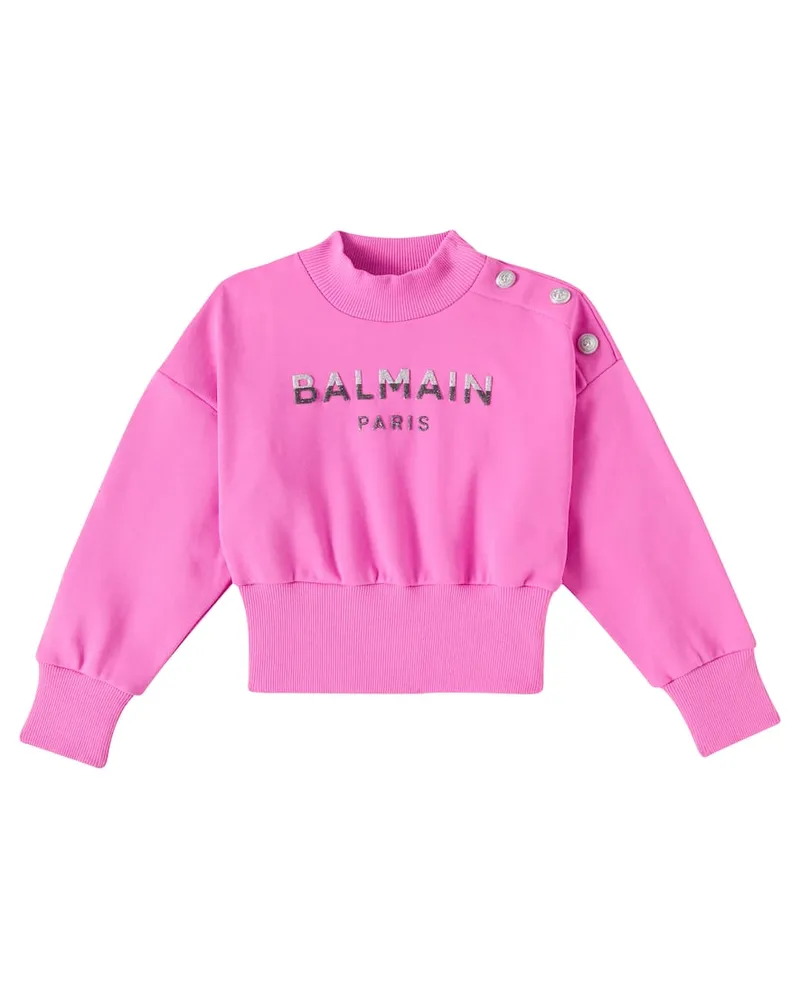 Balmain Sweatshirt aus Baumwoll-Fleece Pink