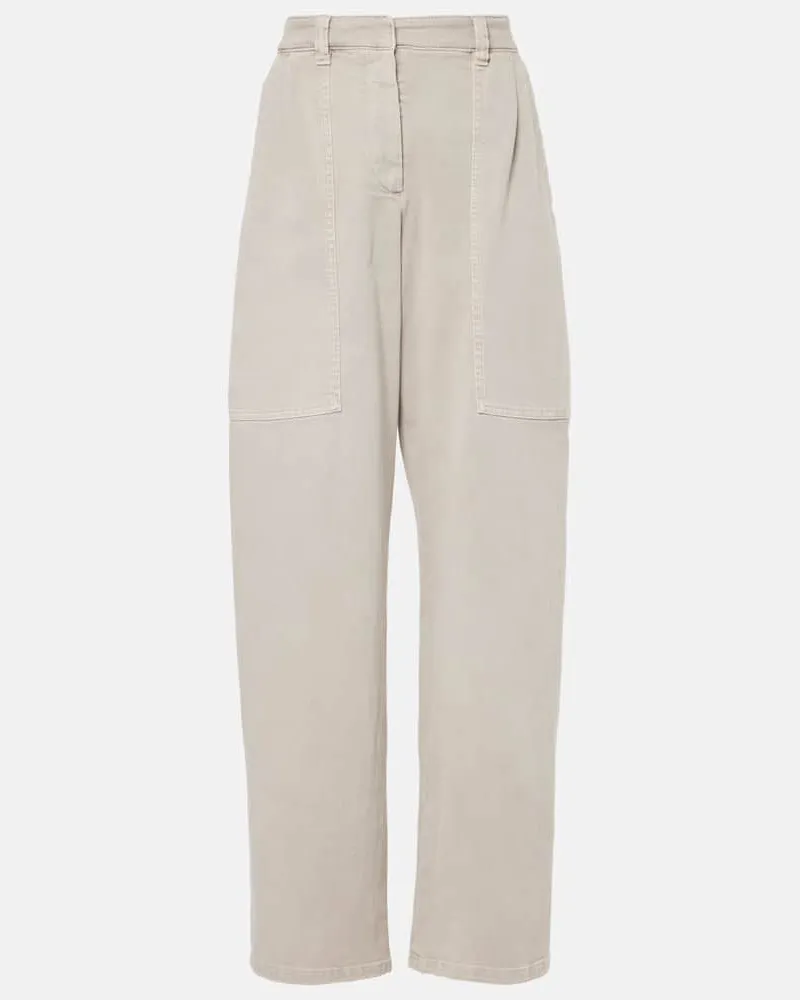 Brunello Cucinelli Mid-Rise Wide-Leg Jeans Beige