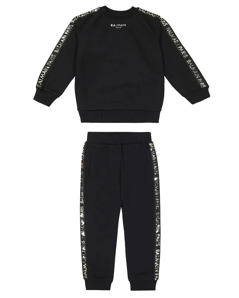 Balmain Set aus Sweatshirt und Jogginghose Schwarz