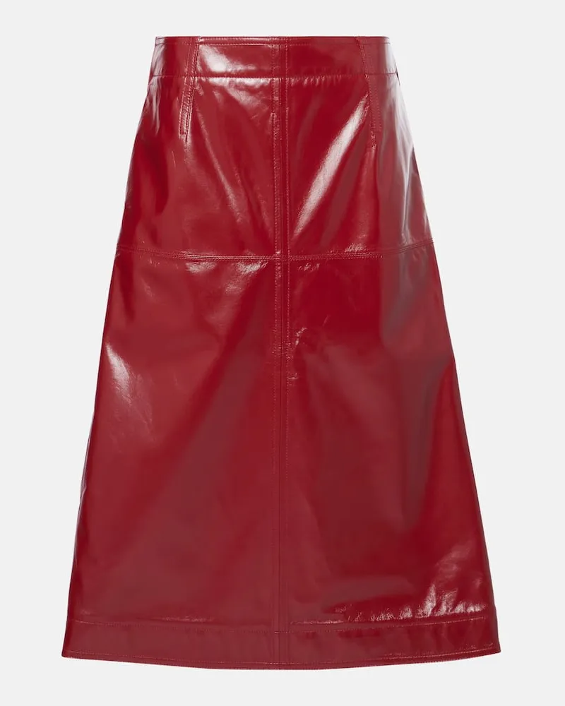 Bottega Veneta Midirock aus Leder Rot