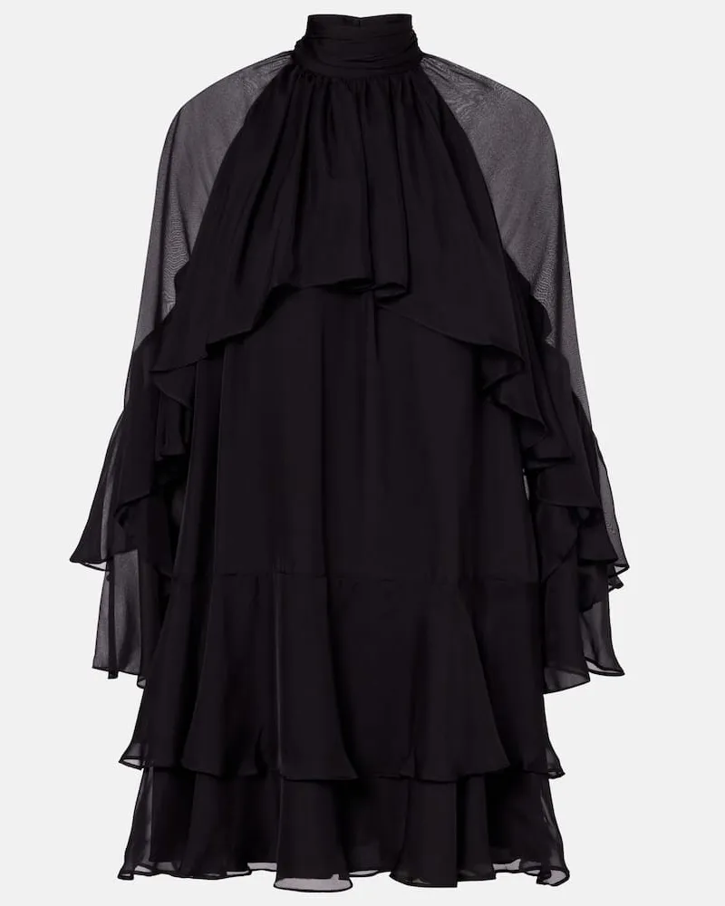Veronica Beard Minikleid Adlington aus Seide Schwarz