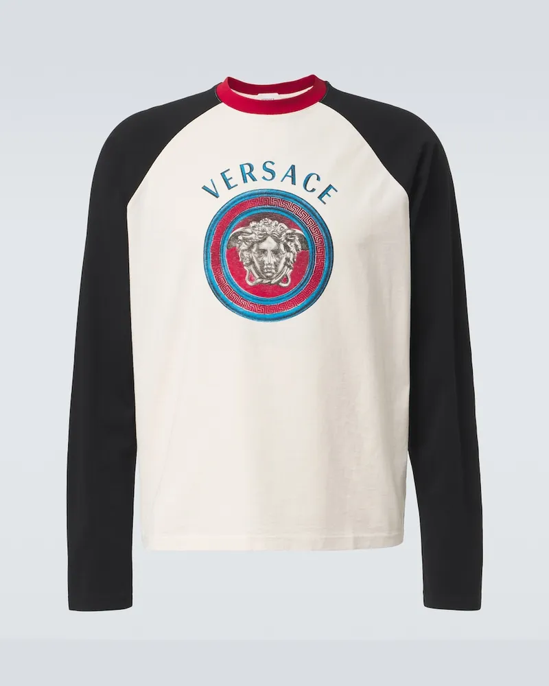 Versace T-Shirt Medusa aus Baumwoll-Jersey Weiß