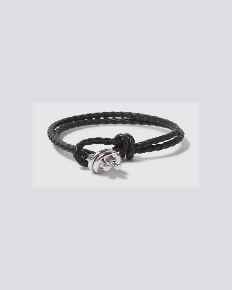Bottega Veneta Armband Knot aus Leder mit Sterlingsilber Braun