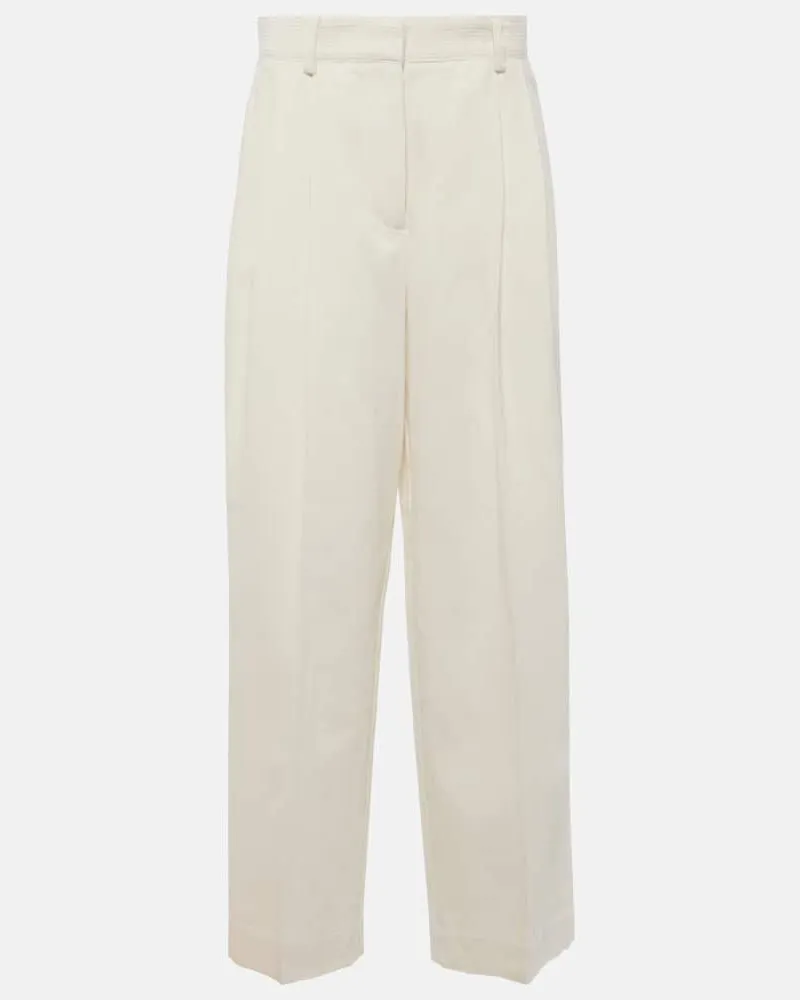 Totême Weite High-Rise-Hose aus Seide und Baumwolle Weiã