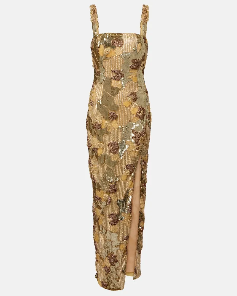 Rachel Gilbert Robe Elyse mit Perlen Gold