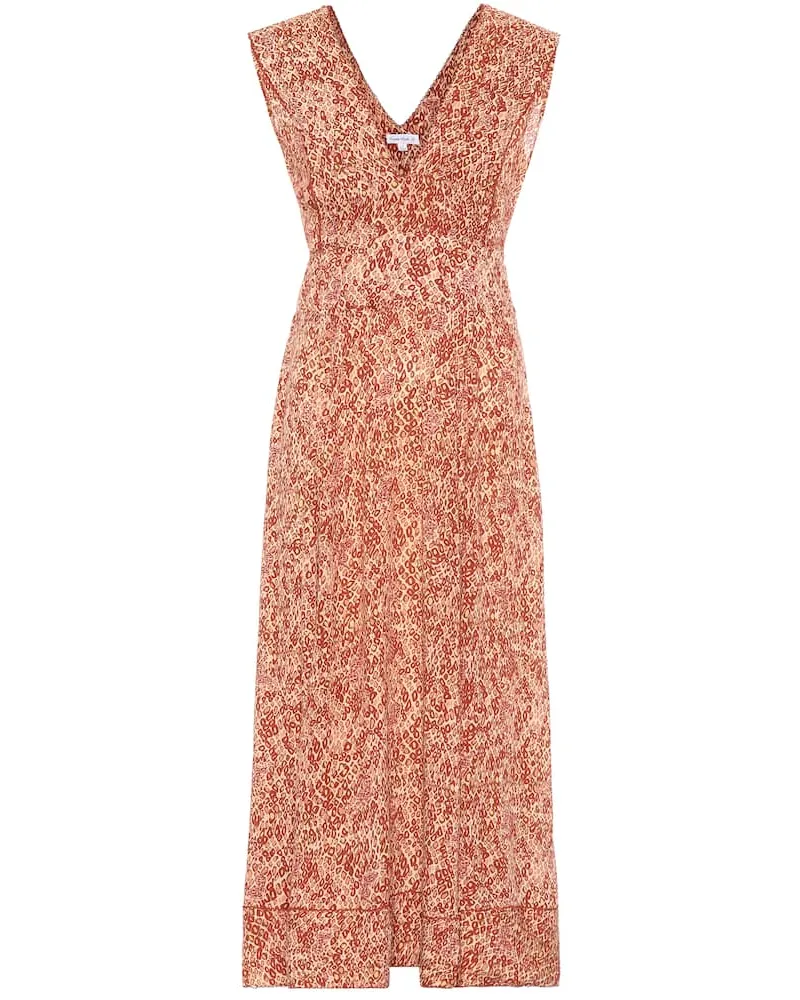 Poupette St Barth Bedrucktes Midikleid Daisy Orange