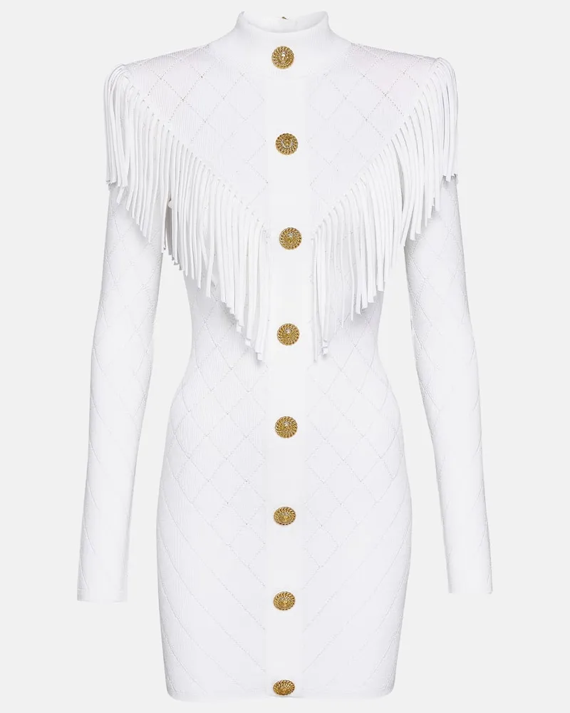 Balmain Minikleid aus Strick Weiß