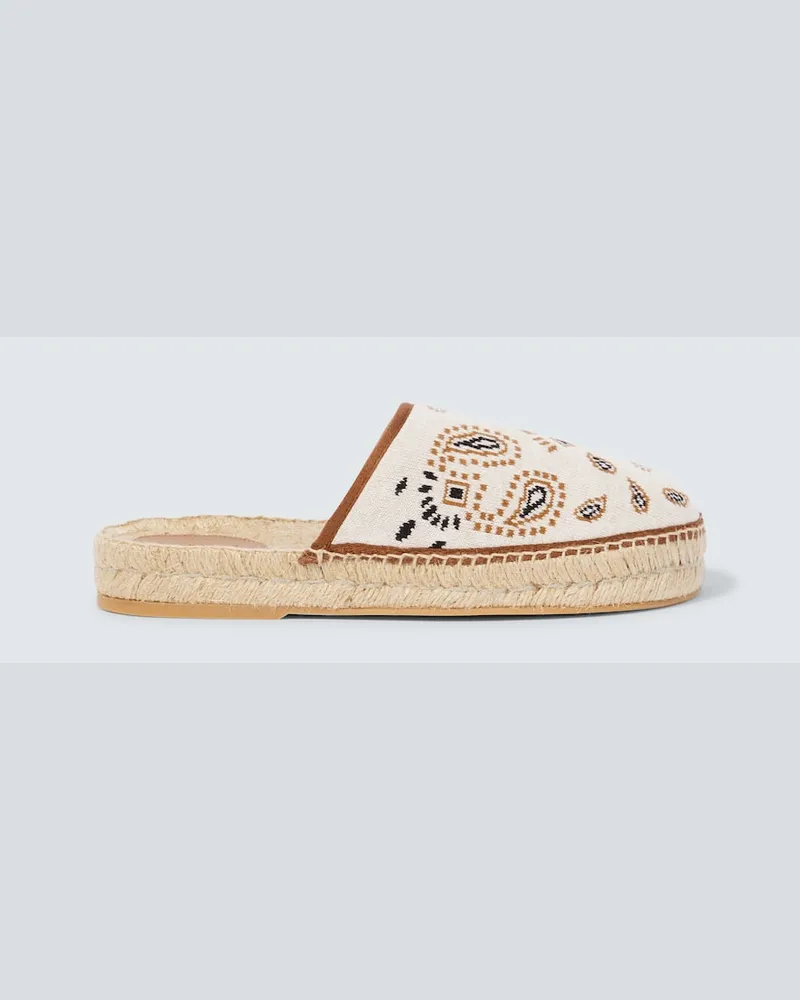 Alanui Espadrille-Slippers Bandana aus Strick Weiß