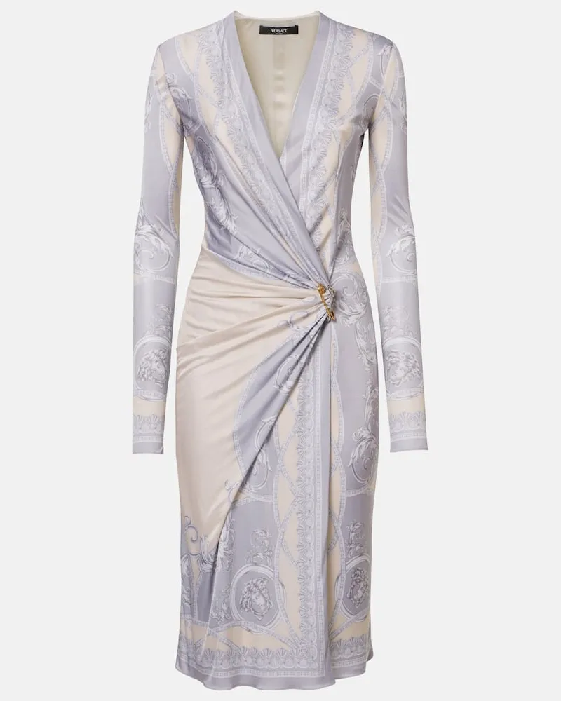 Versace Midikleid Barocco aus Jersey Grau