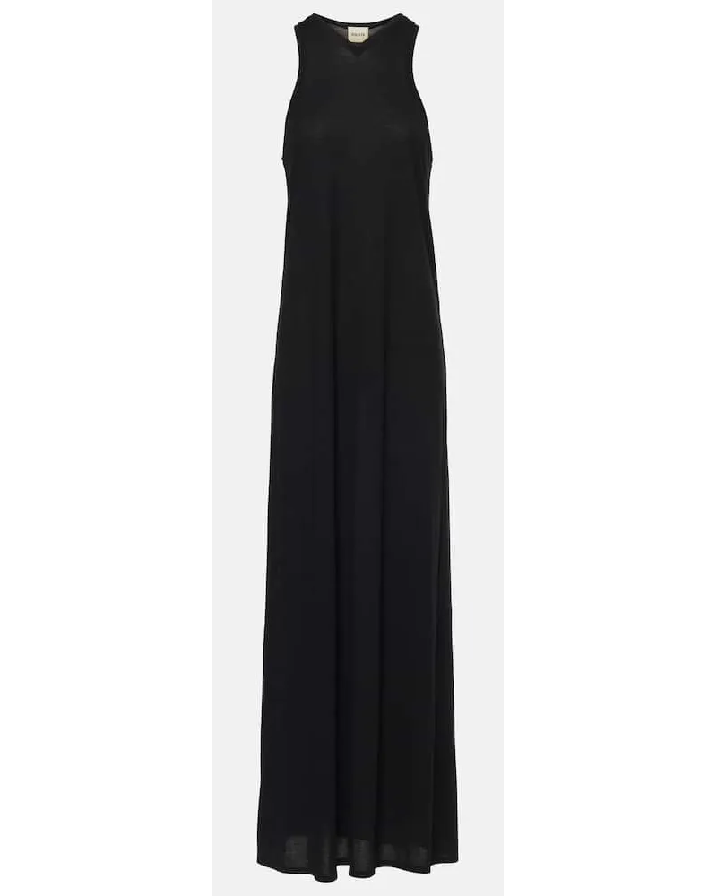 KHAITE Maxikleid Vernetta aus Jersey Schwarz