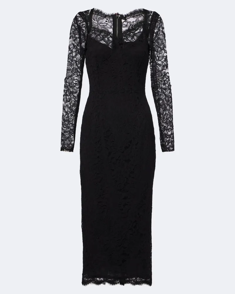 Dolce & Gabbana Midikleid aus Spitze Schwarz