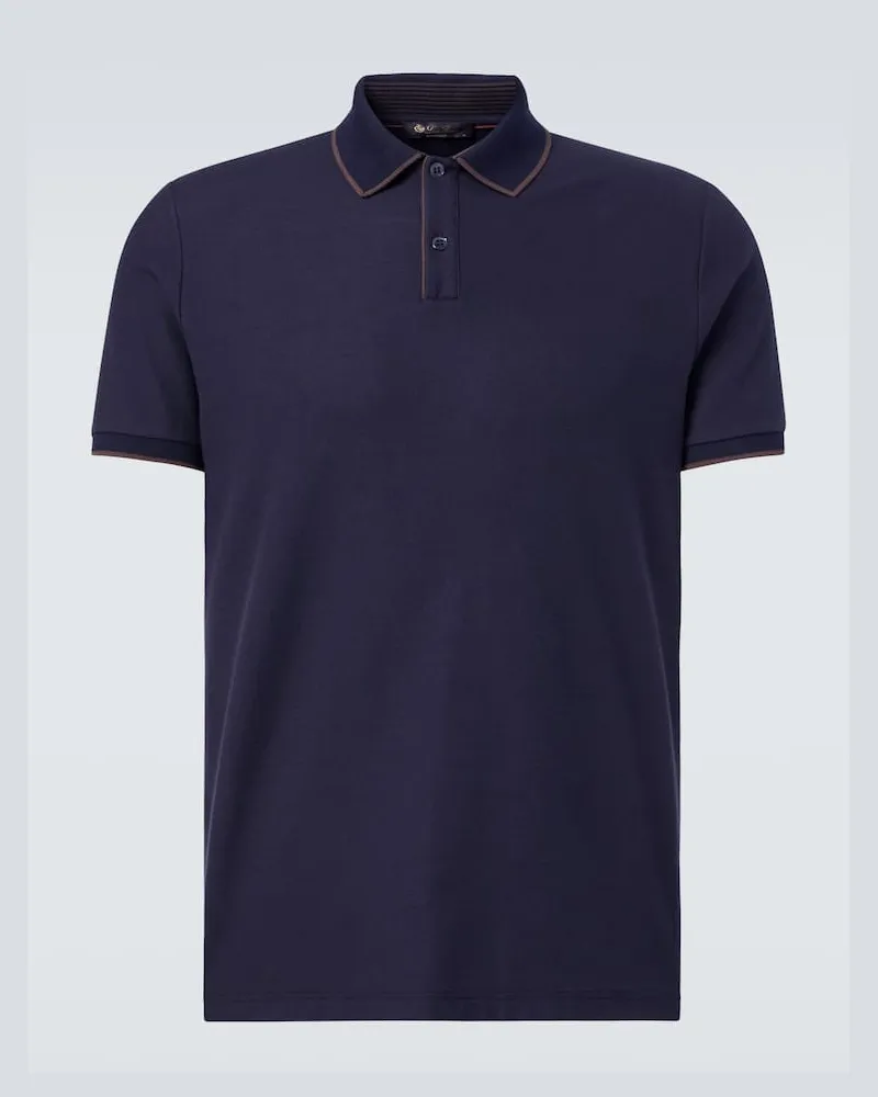 Loro Piana Polohemd Brentwood aus Piqué Blau