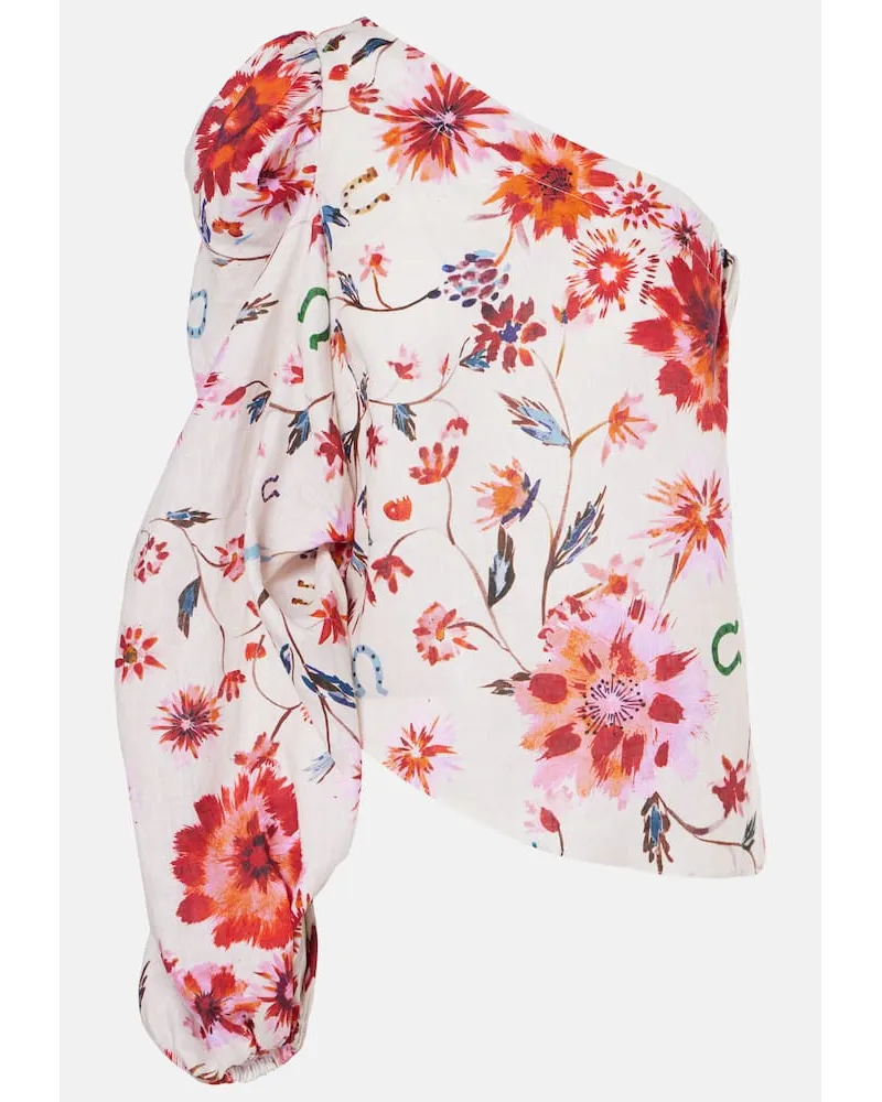 Dorothee Schumacher One-Shoulder-Top Floral Ease aus Leinen Multicolor