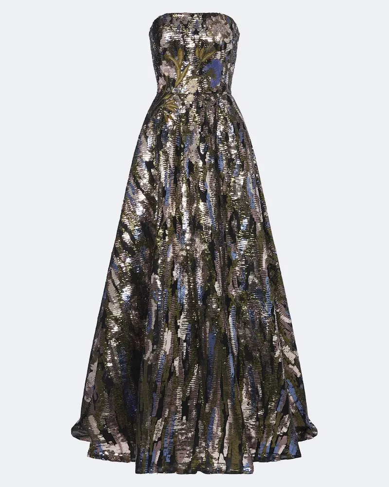 Elie Saab Verzierte Bustier-Robe aus Seidengemisch Multicolor