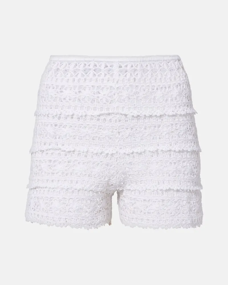 Anna Kosturova Shorts Deauville aus Häkelstrick Weiß