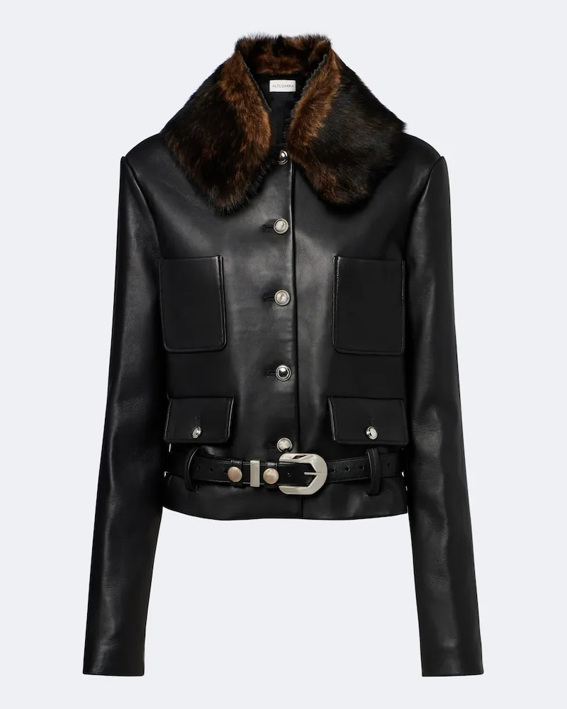 Altuzarra Lederjacke Simons Schwarz