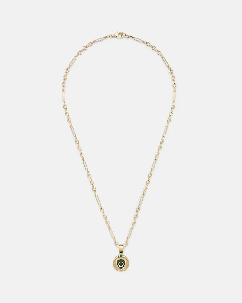 FOUNDRAE Halskette aus 18kt Gelbgold mit Diamanten und Smaragd Gold