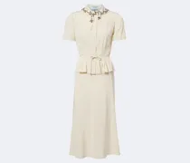 Midikleid aus Seiden-Crêpe mit Kristallen