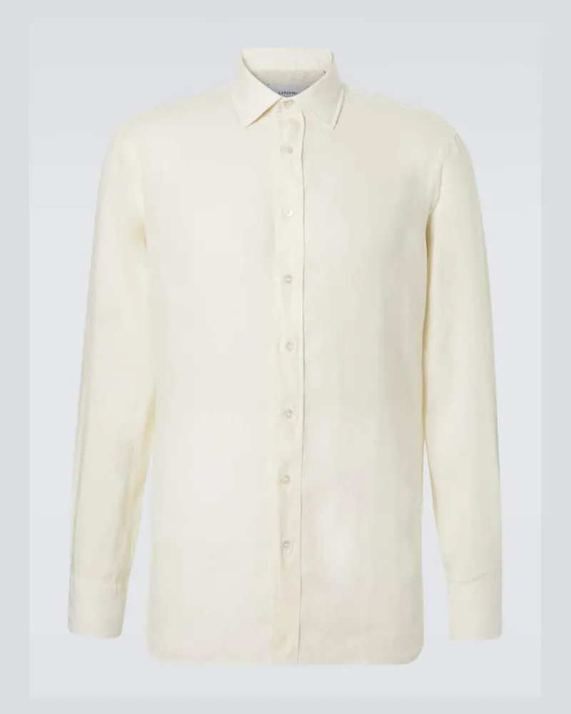 LARDINI Hemd aus Leinen Weiß
