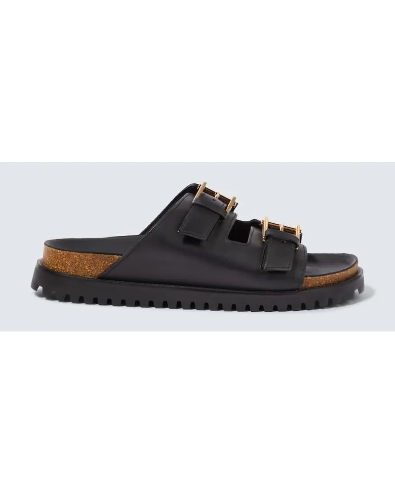 Versace Sandalen Barocco aus Leder Schwarz
