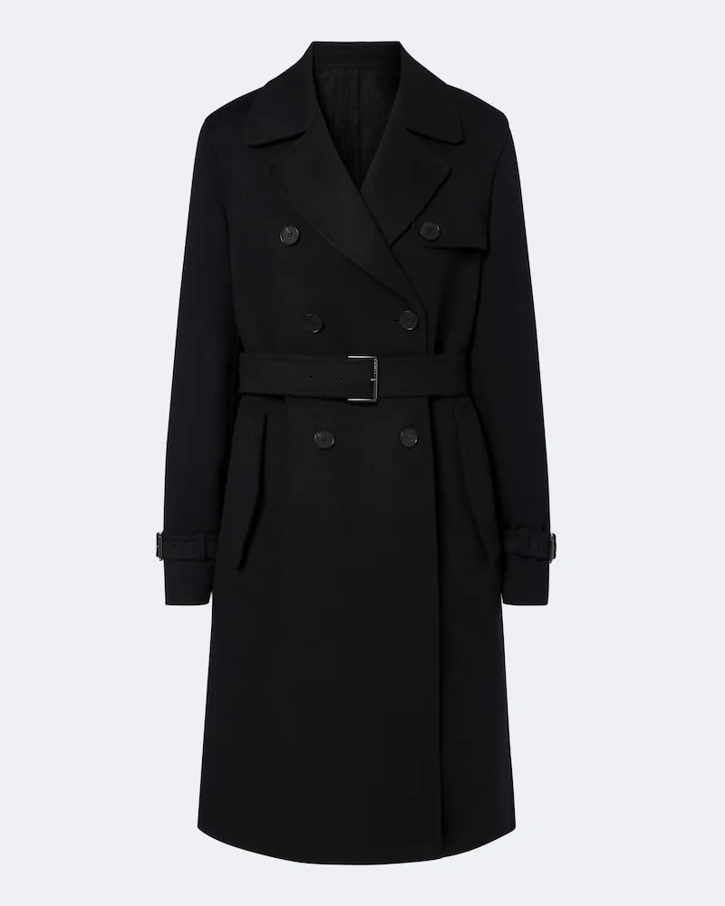 Fendi Zweireihiger Mantel aus Wolle Schwarz