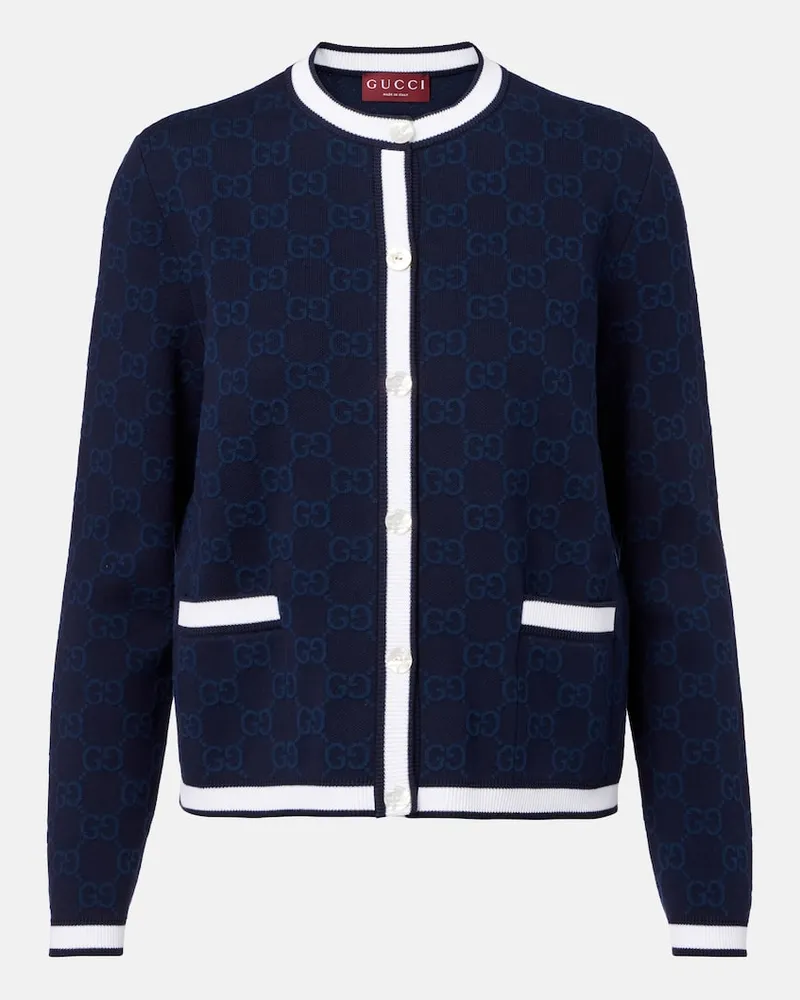 Gucci Cardigan GG aus Baumwolle Blau