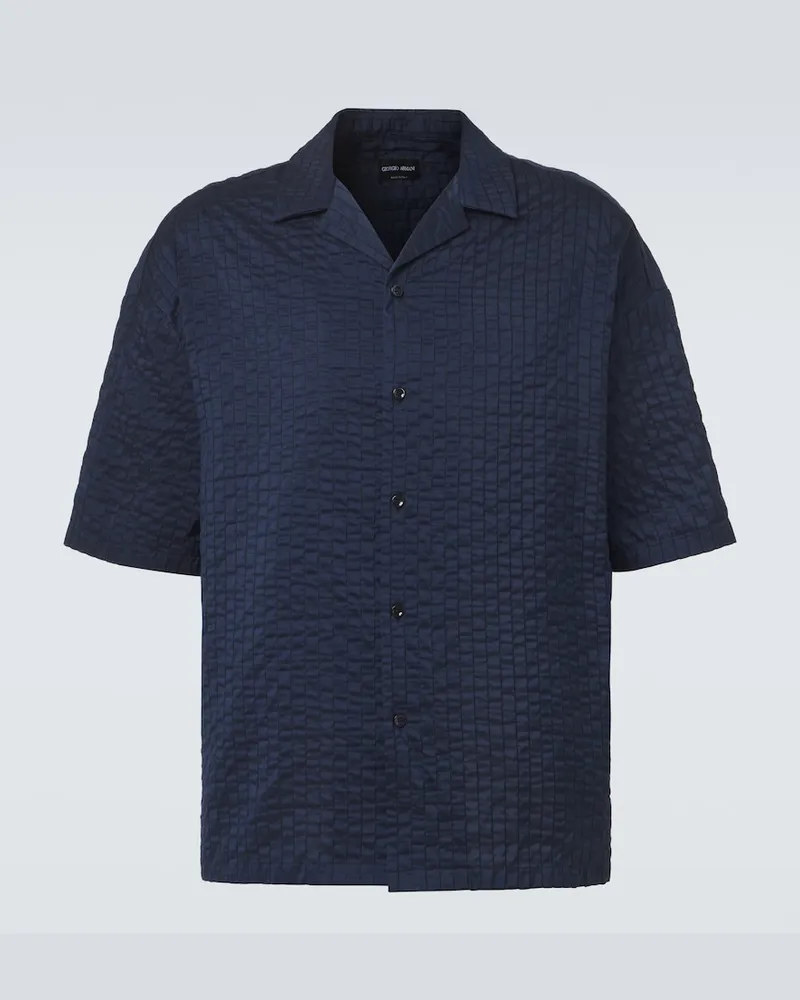 Giorgio Armani Hemd aus Seersucker Blau