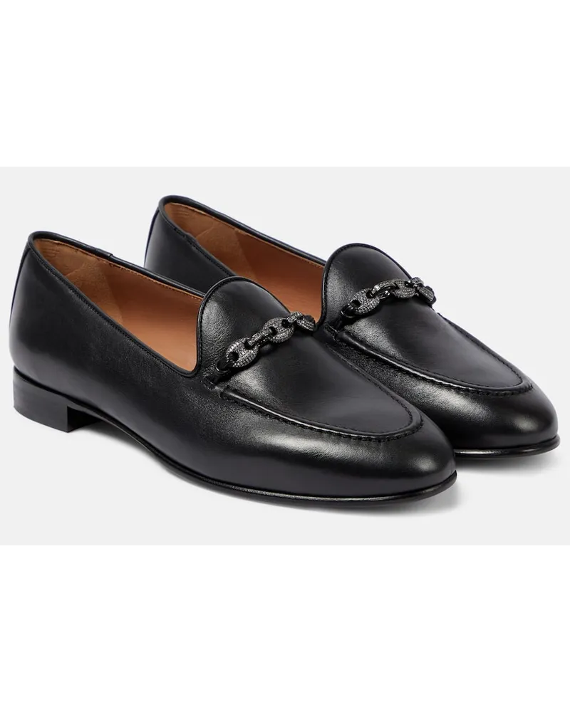 Aquazzura Verzierte Loafers Tasslimo aus Leder Schwarz