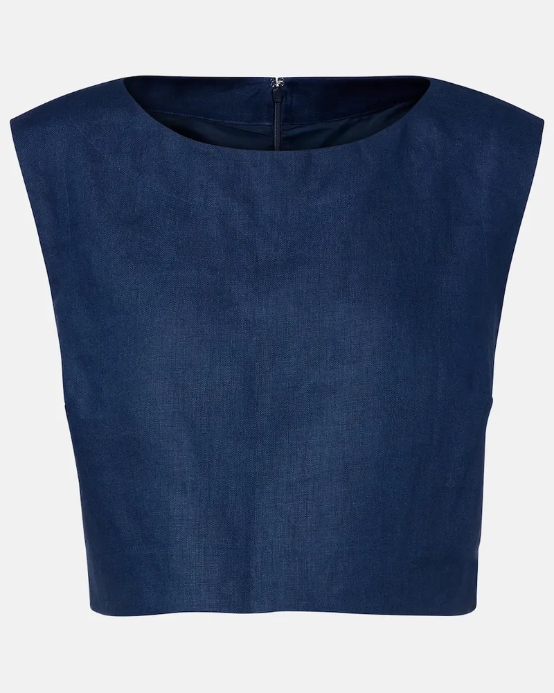 Posse Cropped-Top Martina aus Leinen Blau