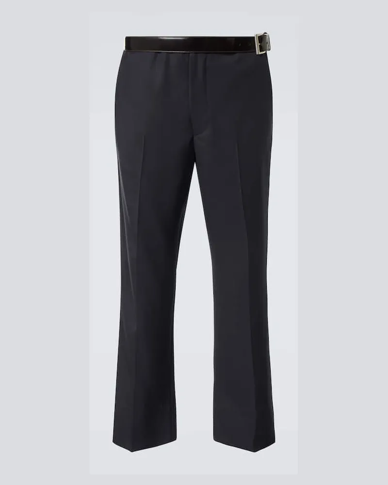 Prada Gerade Hose aus Woll-Gabardine Schwarz